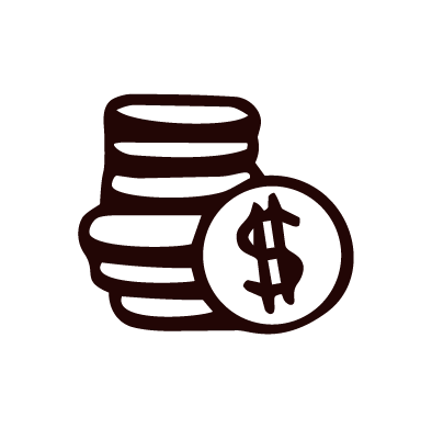 Stack of coins with a dollar sign on a coin in front