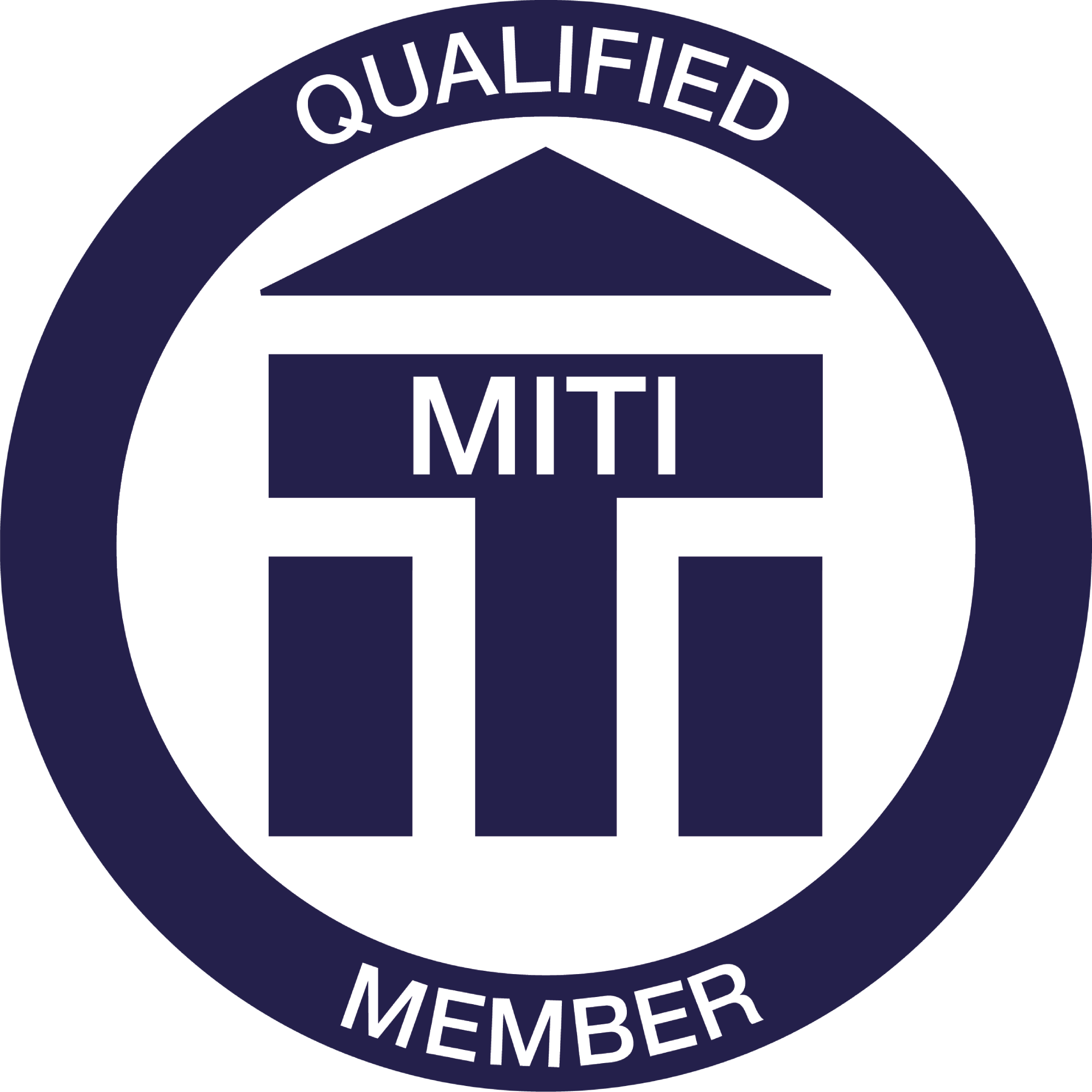 Circular blue logo of the MITI status.