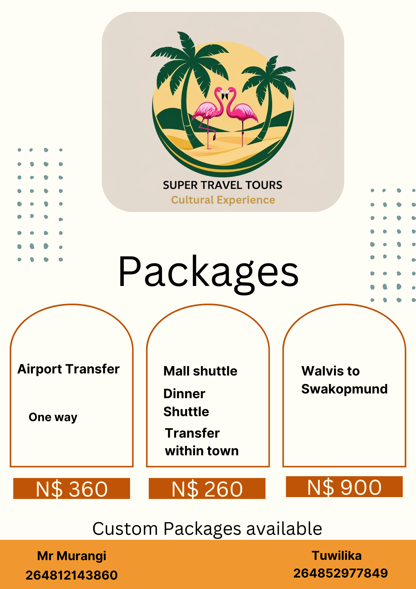 We can tailor make your tours, lets us know how you want to experience the Namib Desert