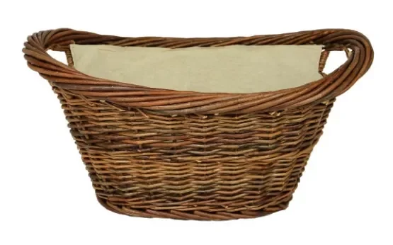 Log Basket Wicker Oval & Jute Liner 591