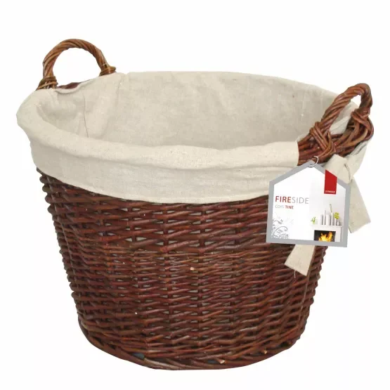 Log Basket Deville Wicker Round with Jute Liner
