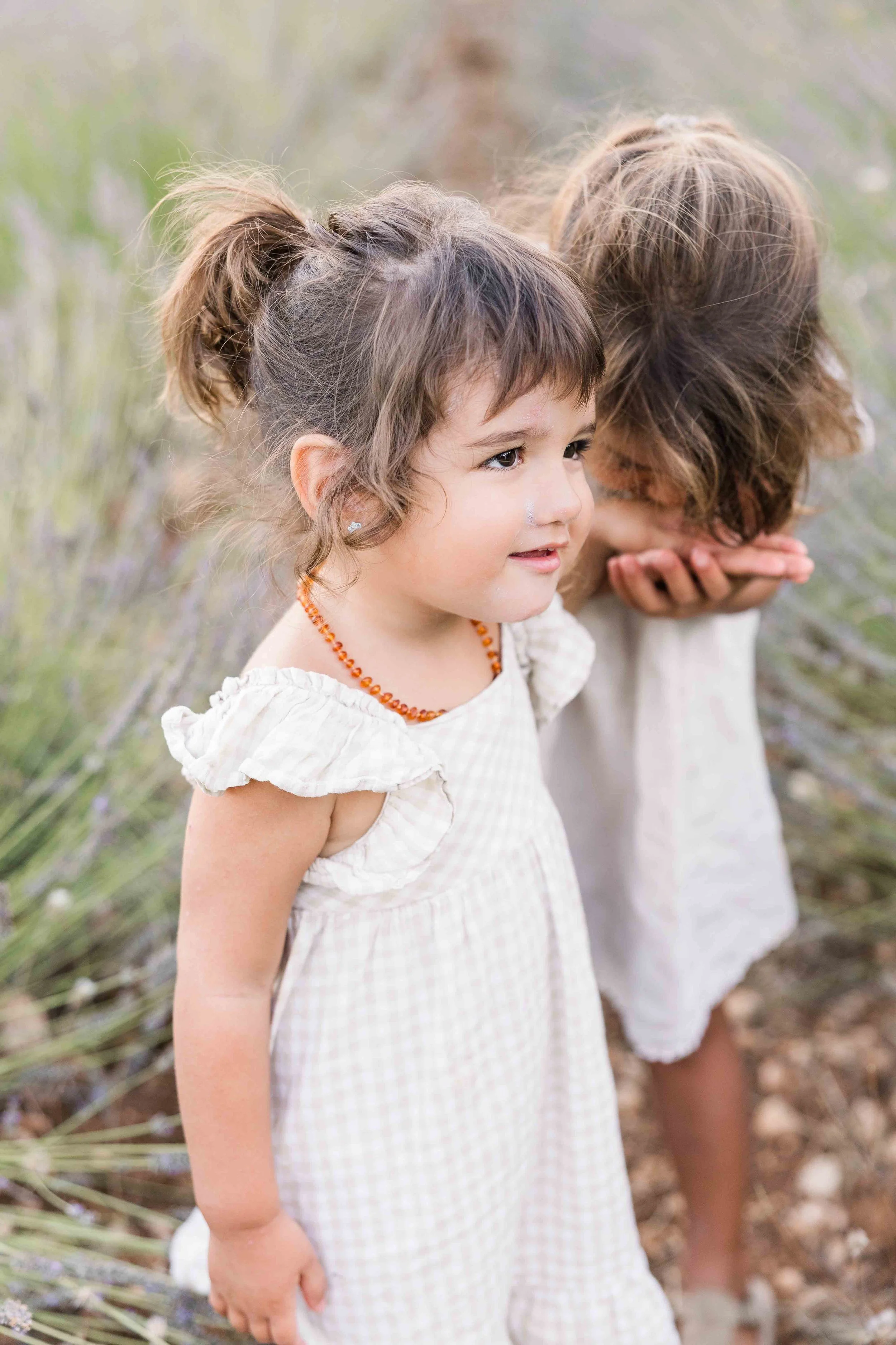 Portrait d’une petite fille dans un champ de lavande près d’Avignon et du Vaucluse