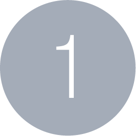 Ícone com o número 1 em branco dentro de um círculo cinza