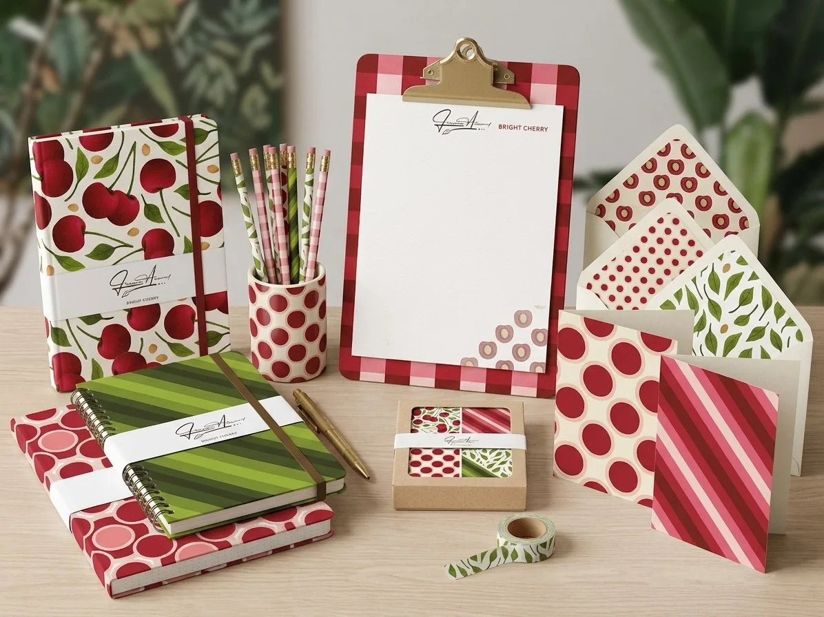 Cherries Art Licensing Pattern for Stationary