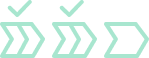 Trois flèches pointant vers la droite, trois chevrons puis un triangle dans une ligne.