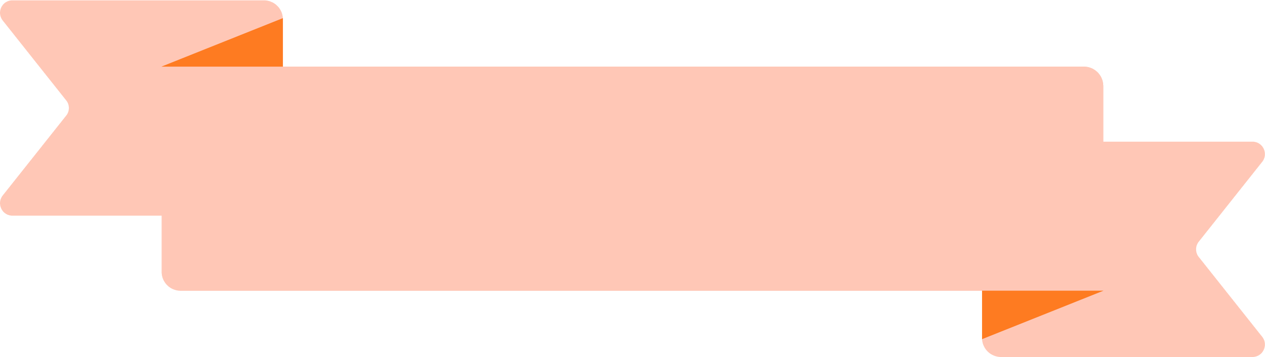 A pink and orange ribbon banner with black text area for a message.