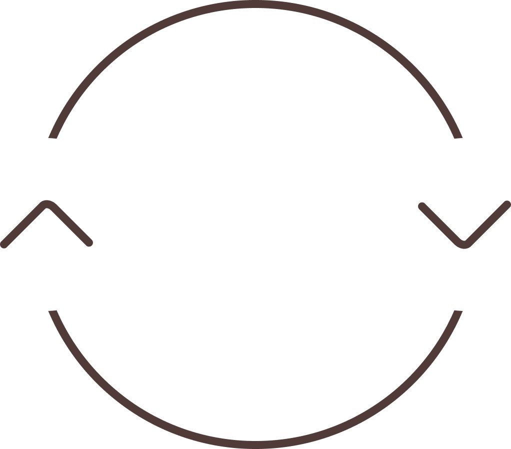 Et sort cirkeldiagram med to pile, der peger op og ned