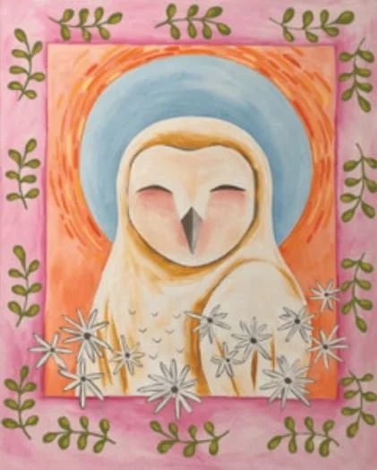 Folk Art Owl Acrylic Painting