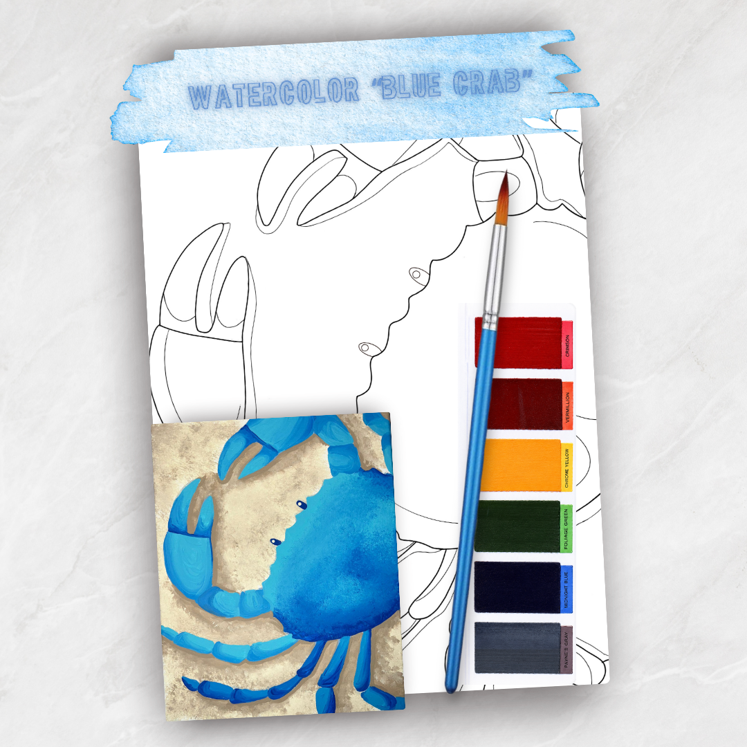 Watercolor Blue Crab DIY Art Kit | Made to Order