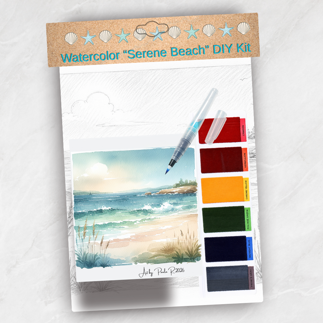 Serene Beach Watercolor DIY Art Kit | Made to Order