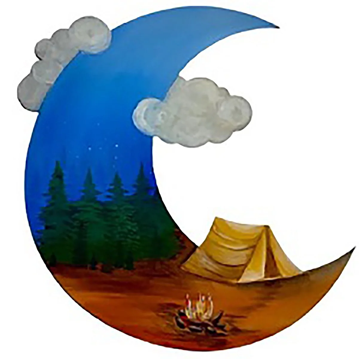 Under the Moon Camp | Beyond the Canvas | Wood Cut Out Acrylic Painting