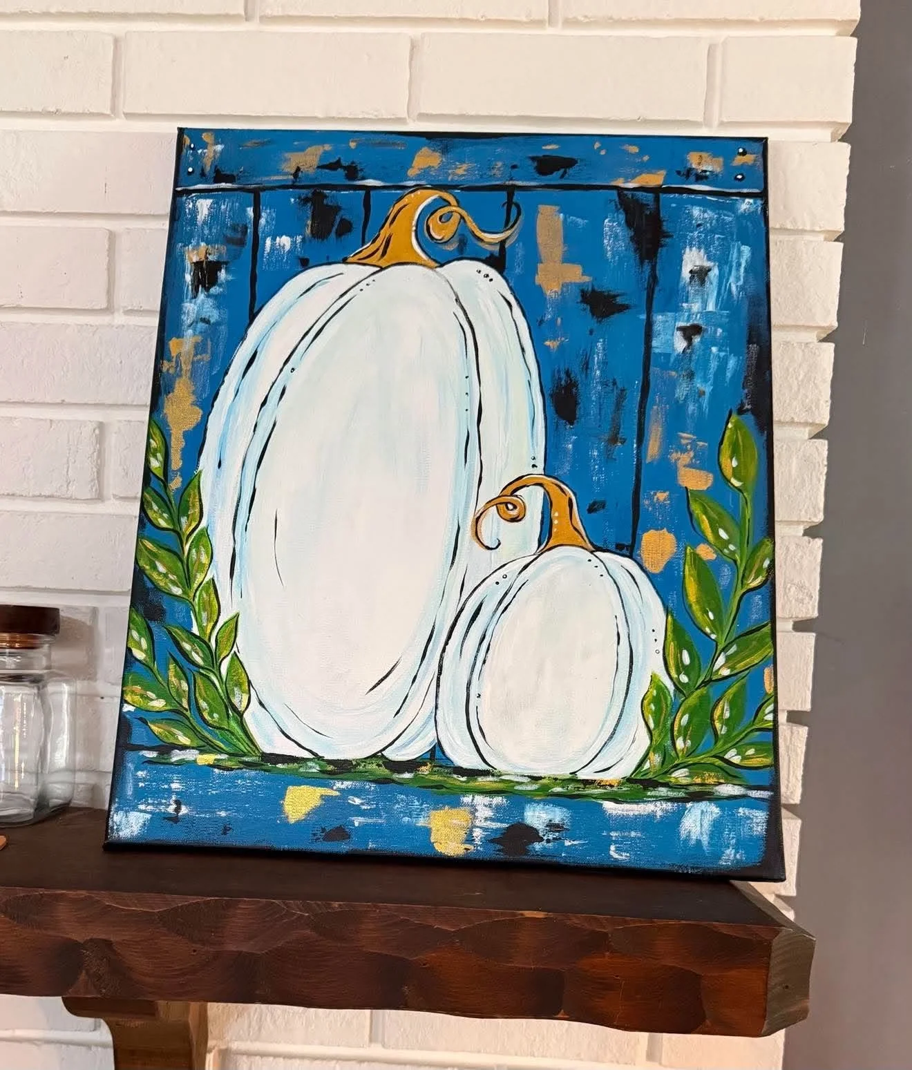 Autumn Blue Pumpkin Painting 16 x 20.jpg