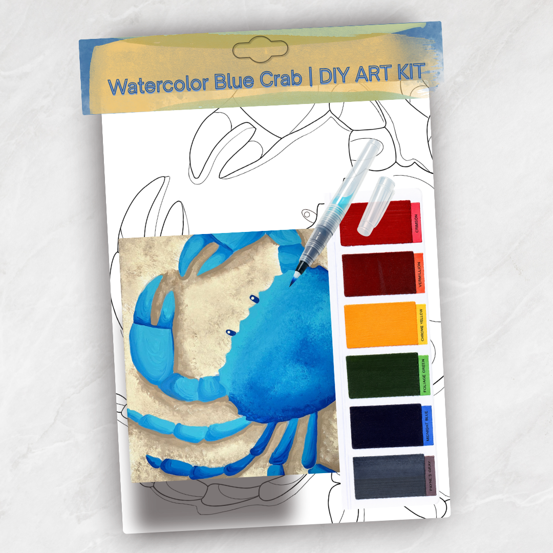Watercolor Blue Crab DIY Art Kit | Made to Order