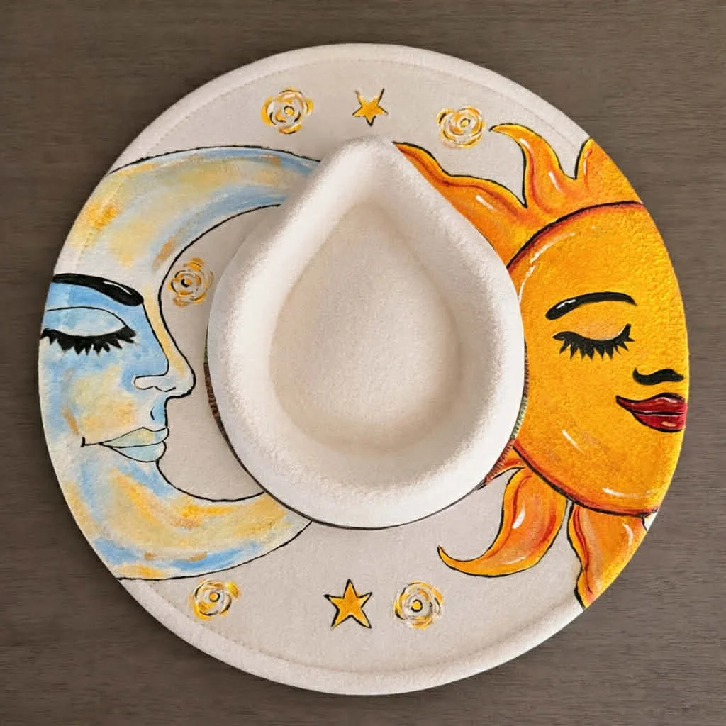 Beyond the Canvas: Sun & Moon Hat Painting Event [Limited to 15 participants] ~ In-Person Workshop ~ Date & Time: Saturday, January 24th 2:00 PM - 5:00 PM EST
