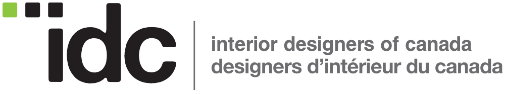 Interior Designers of Canada logo with black and gray text on a black background.