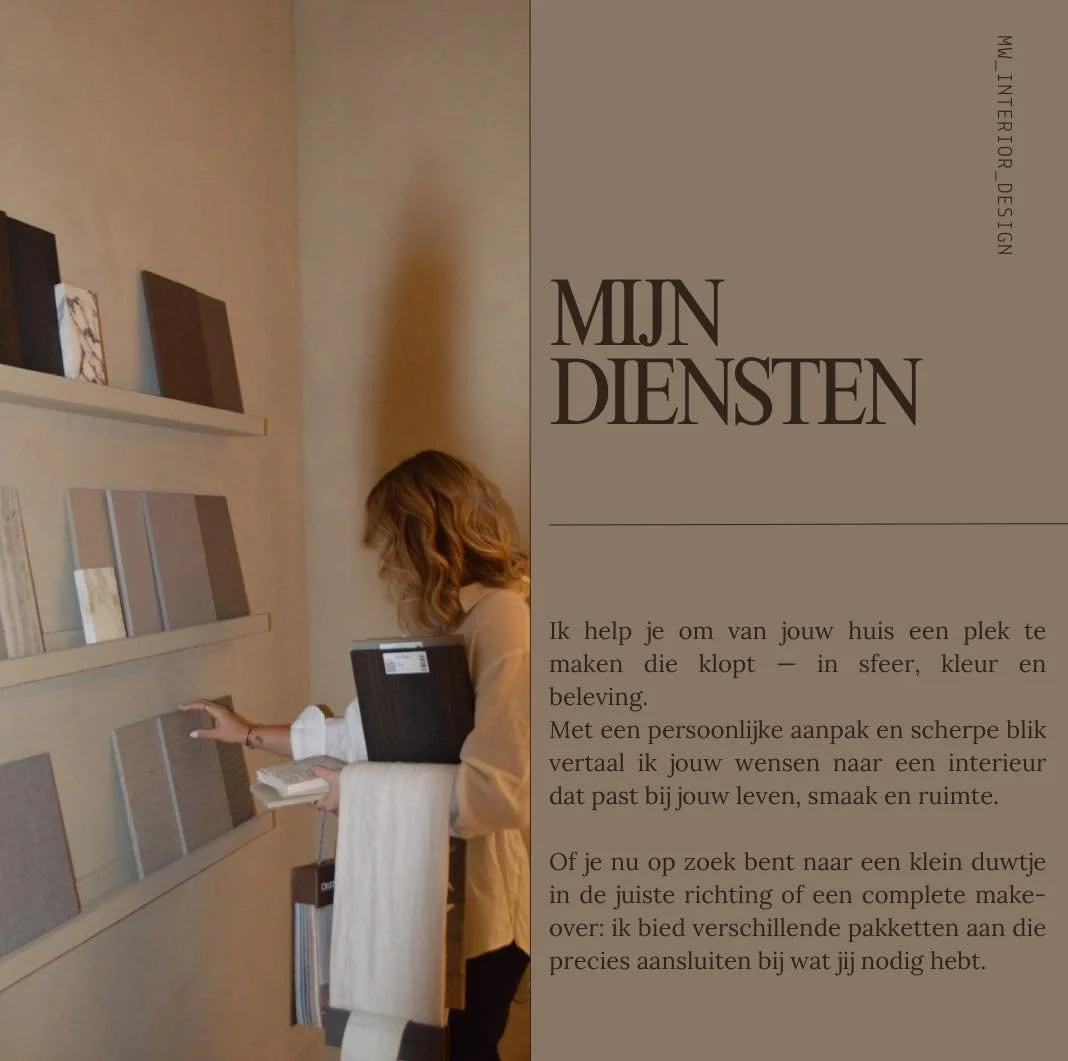 Droom jij van een interieur dat echt voelt als thuis?

Ik help je stap voor stap met advies dat past bij jouw wensen, stijl en budget. Van een inspirerende brainstormsessie tot kleur- en materiaaladvies.

Wil je verder gaan?
Dan kun je kiezen voor ee
