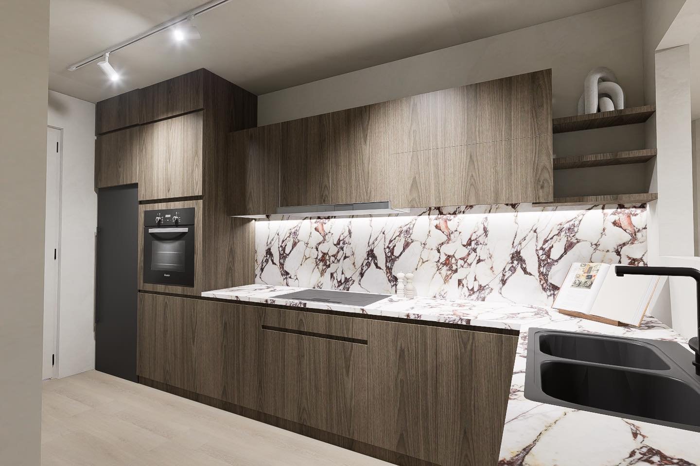 Keuken inspo 💭

De warme houten fronten vormen een mooi contrast met het elegante Calacatta Viola marmer. De strakke lijnen en het minimalistische ontwerp brengen rust en balans, terwijl het marmer met zijn uitgesproken aders deze keuken een luxe  u