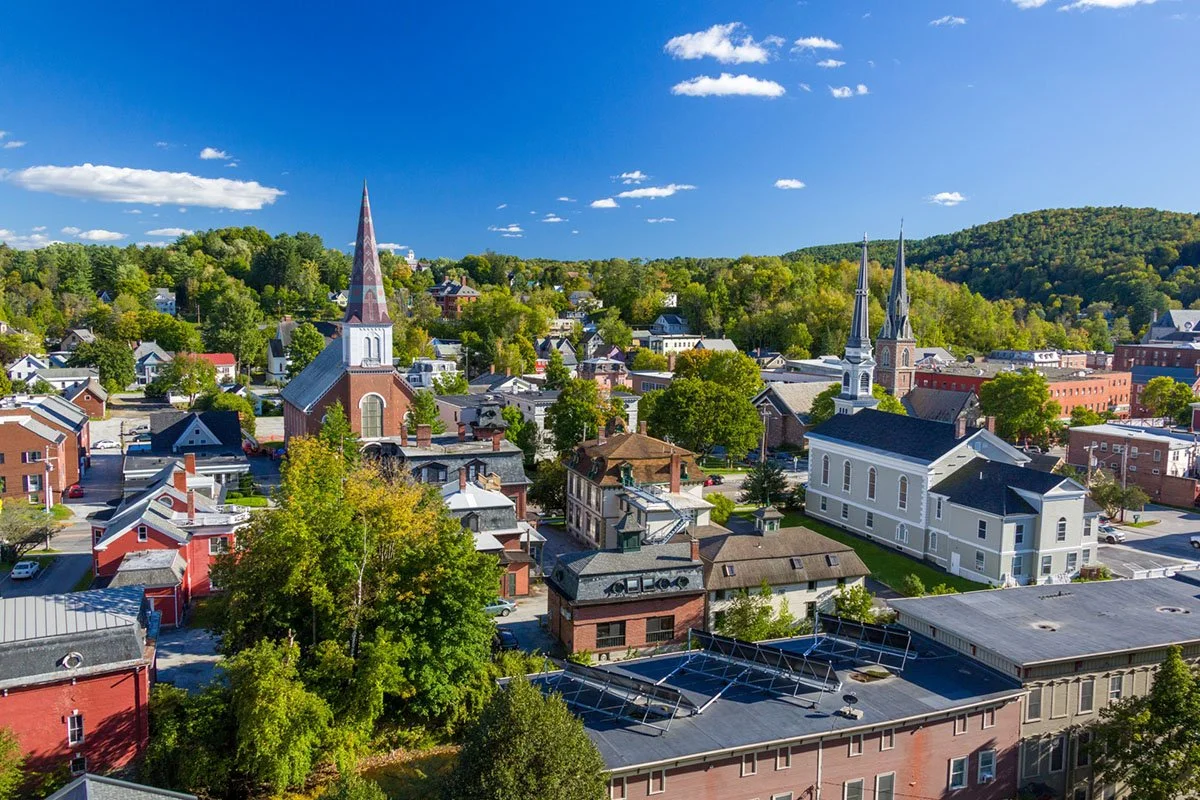 Aerial photo view of Montpelier, Vermont