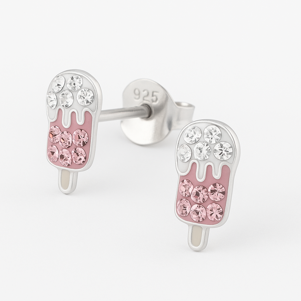 White Popsicle Stud Earrings | Sterling Silver