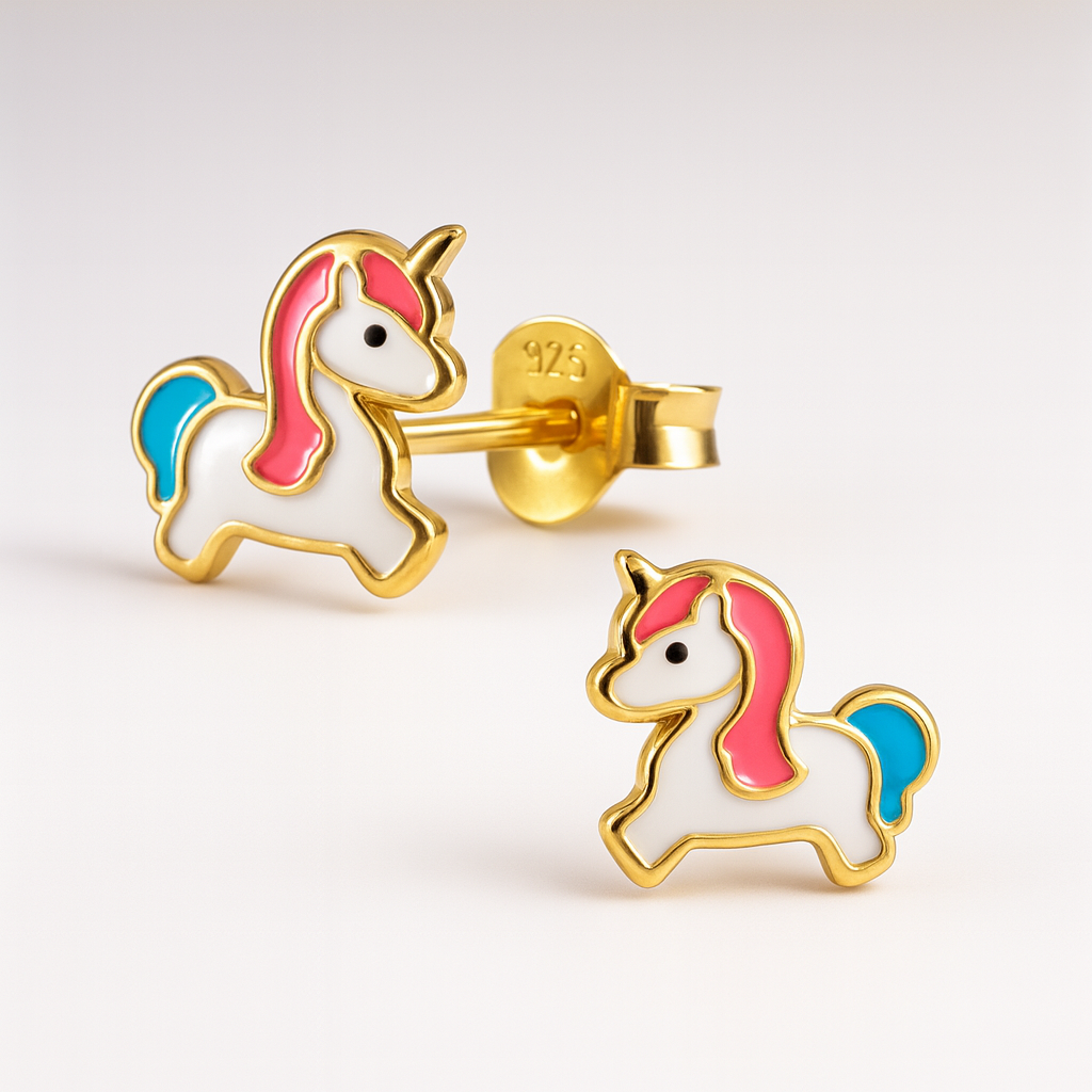 Unicorn Stud Earrings | Sterling Silver 14k Gold Plated