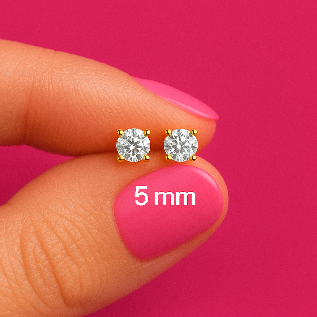 5mm Round Studs | Sterling Silver Gold Plated
