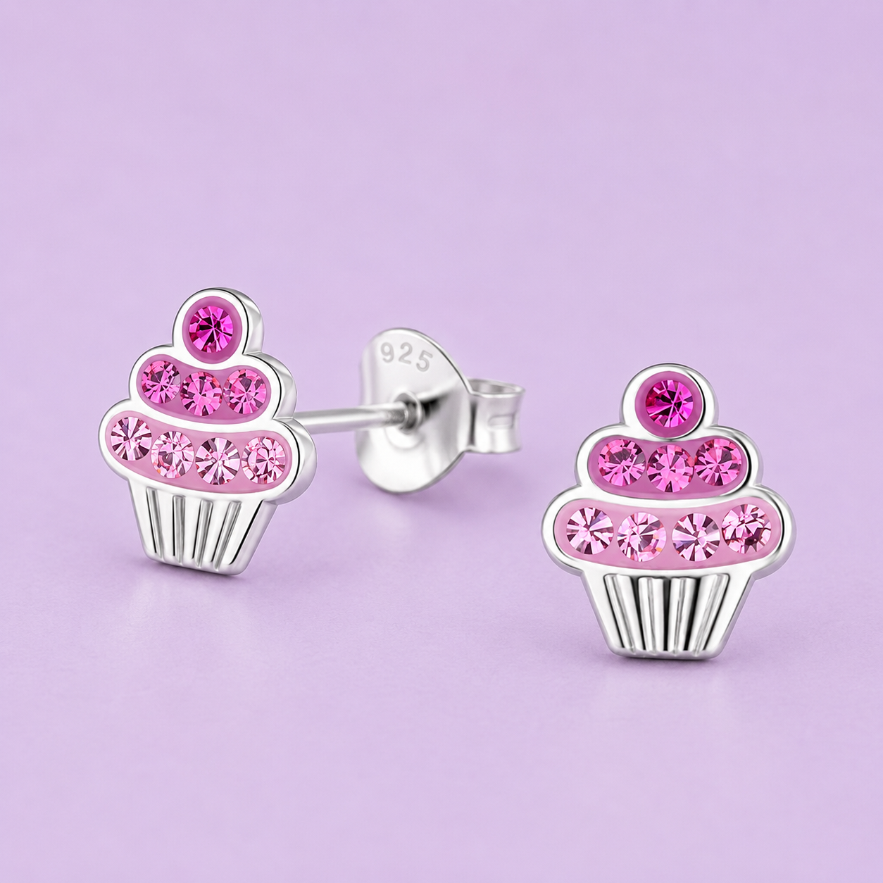 Sterling Silver Cupcake Stud Earrings