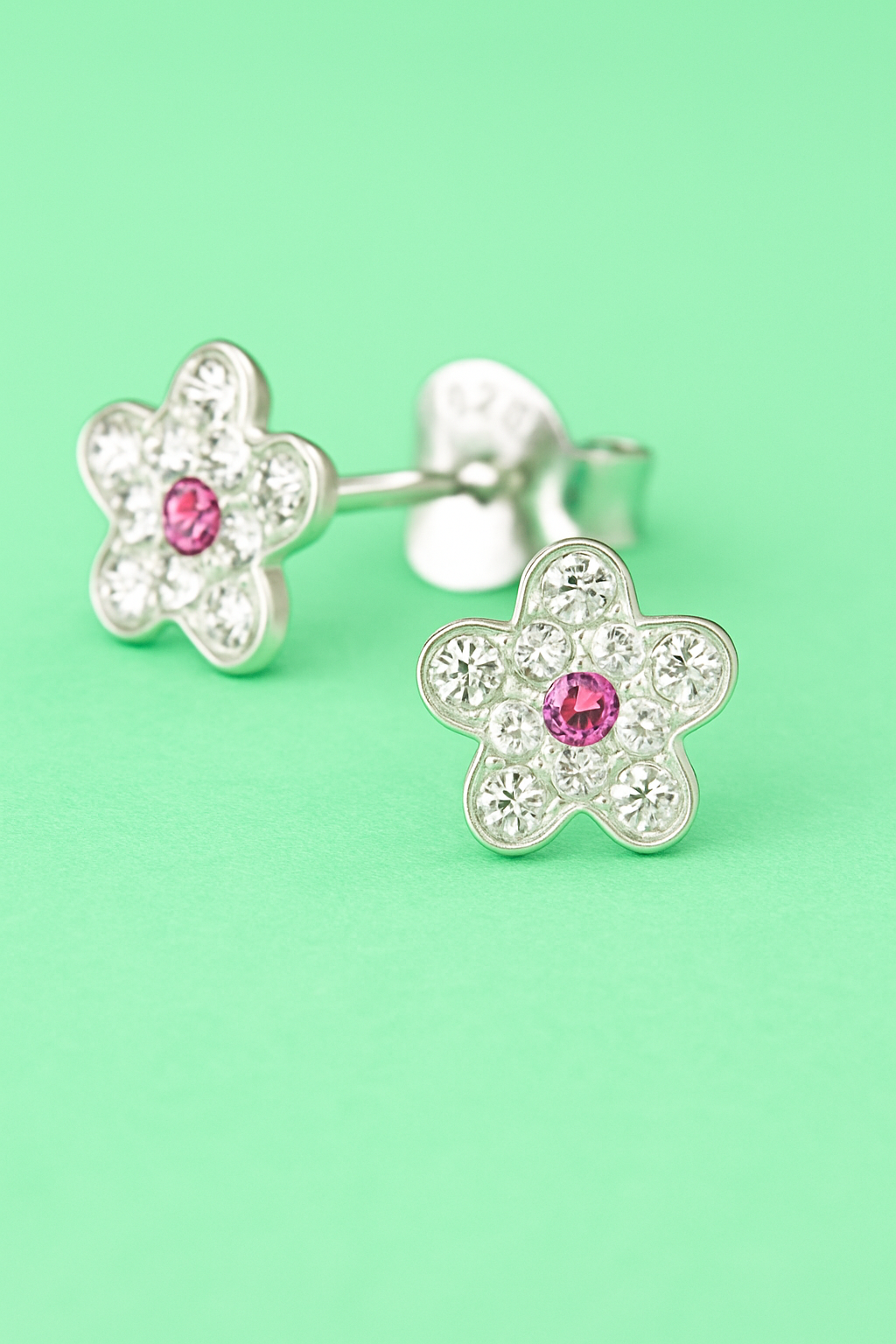 Minimalist Crystal Flower Stud Earrings | Sterling Silver 6mm