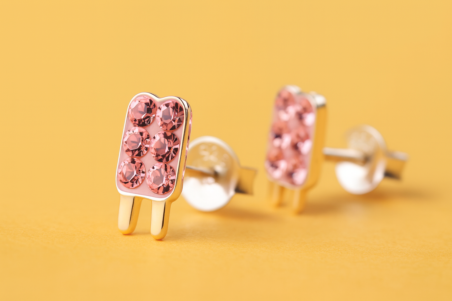 Pink Popsicle Stud Earrings | Sterling Silver