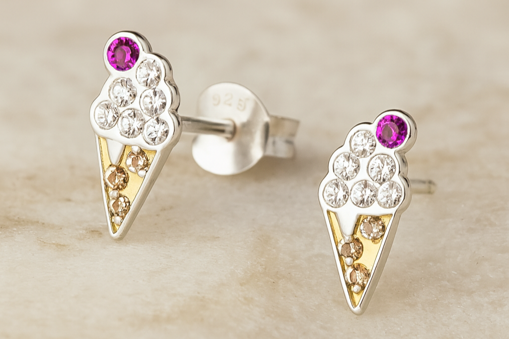 Vanilla Ice Cream Stud Earrings | Sterling Silver