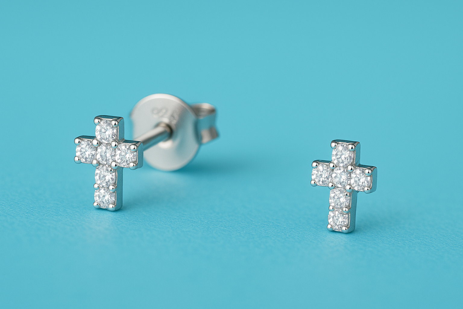 TINY Cross Studs Earrings | Sterling Silver