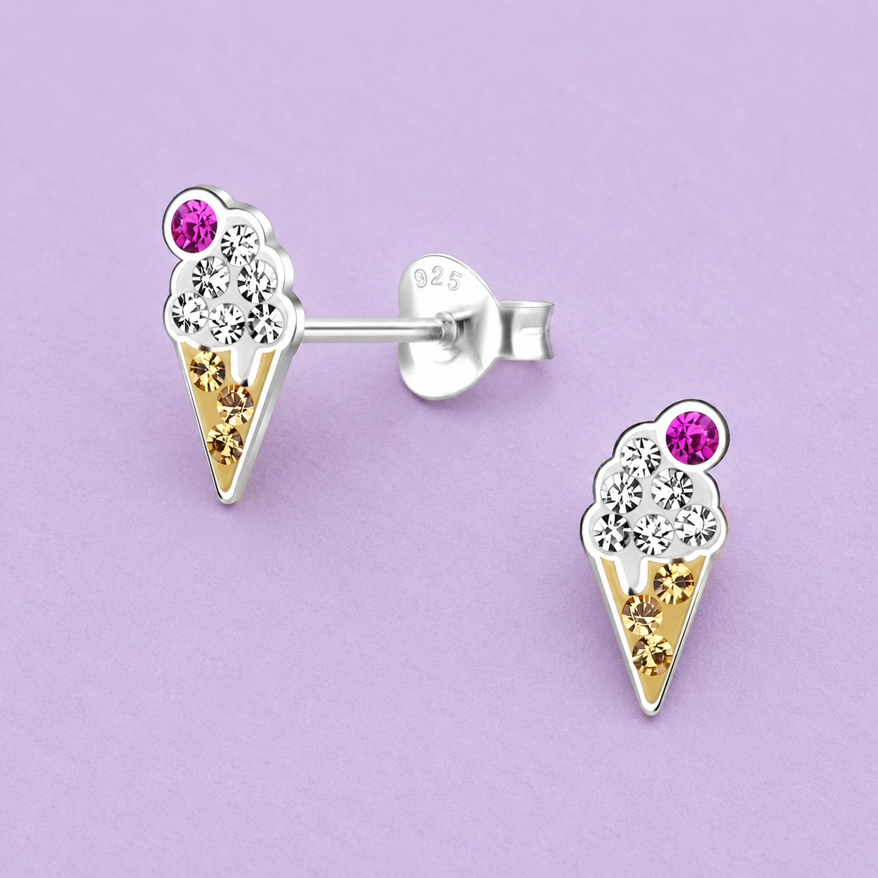 Vanilla Ice Cream Stud Earrings | Sterling Silver