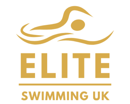 Logo of Elite Swimming UK with a swimmer icon above the text.