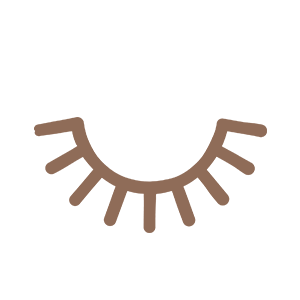 Close-up of a minimalist illustration of a closed eye with long eyelashes