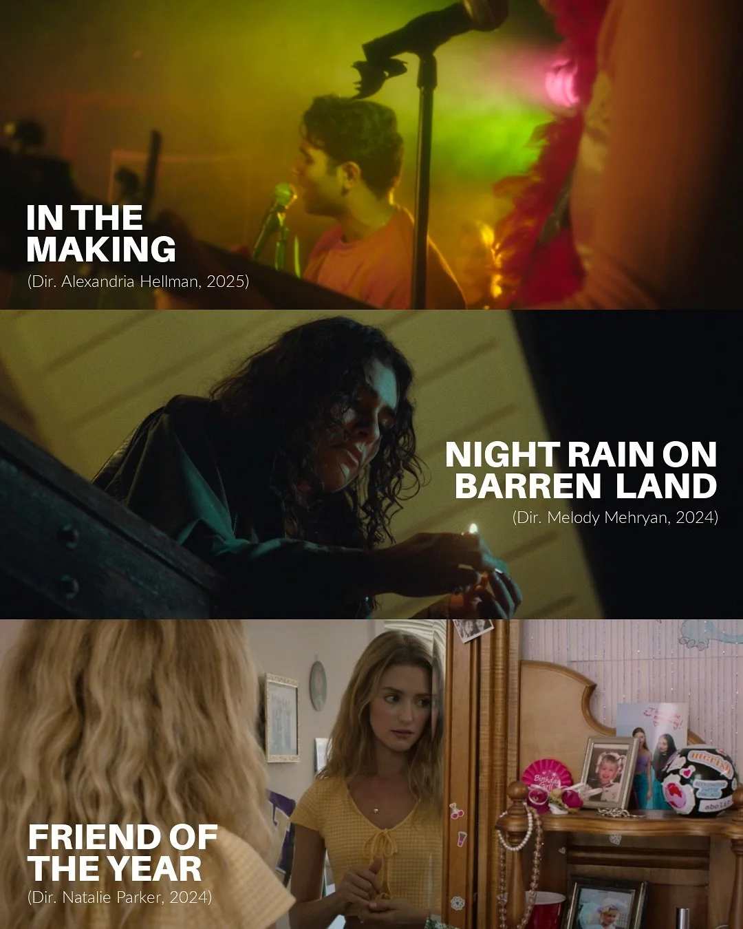 Catch a triple feature at Big Apple Film Festival (@bigapplefilmfestival) this week:

🎬 In the Making - Monday, May 12th at 3pm
🏜️ Night Rain on Barren Land - Monday, May 12th at 5:45pm
🎊 Friend of the Year - Thursday, May 15th at 5:45pm

All proj