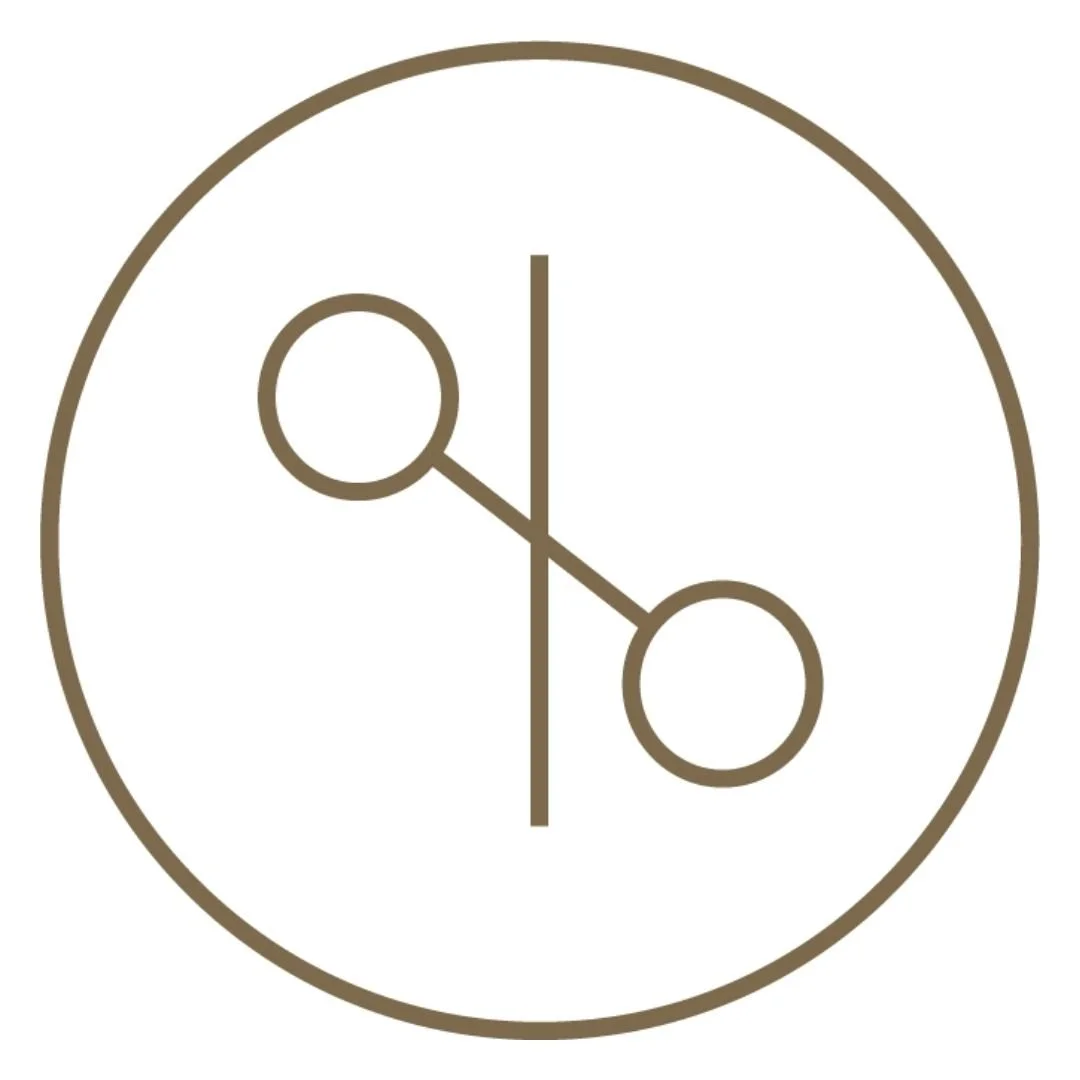 Two circles connected by a line