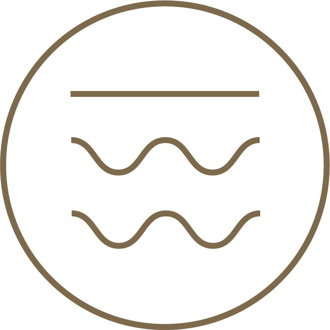 Minimalist icon featuring a horizontal straight line at the top with two wavy lines underneath.