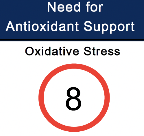 Red circle with number 8 - for oxidative stress level