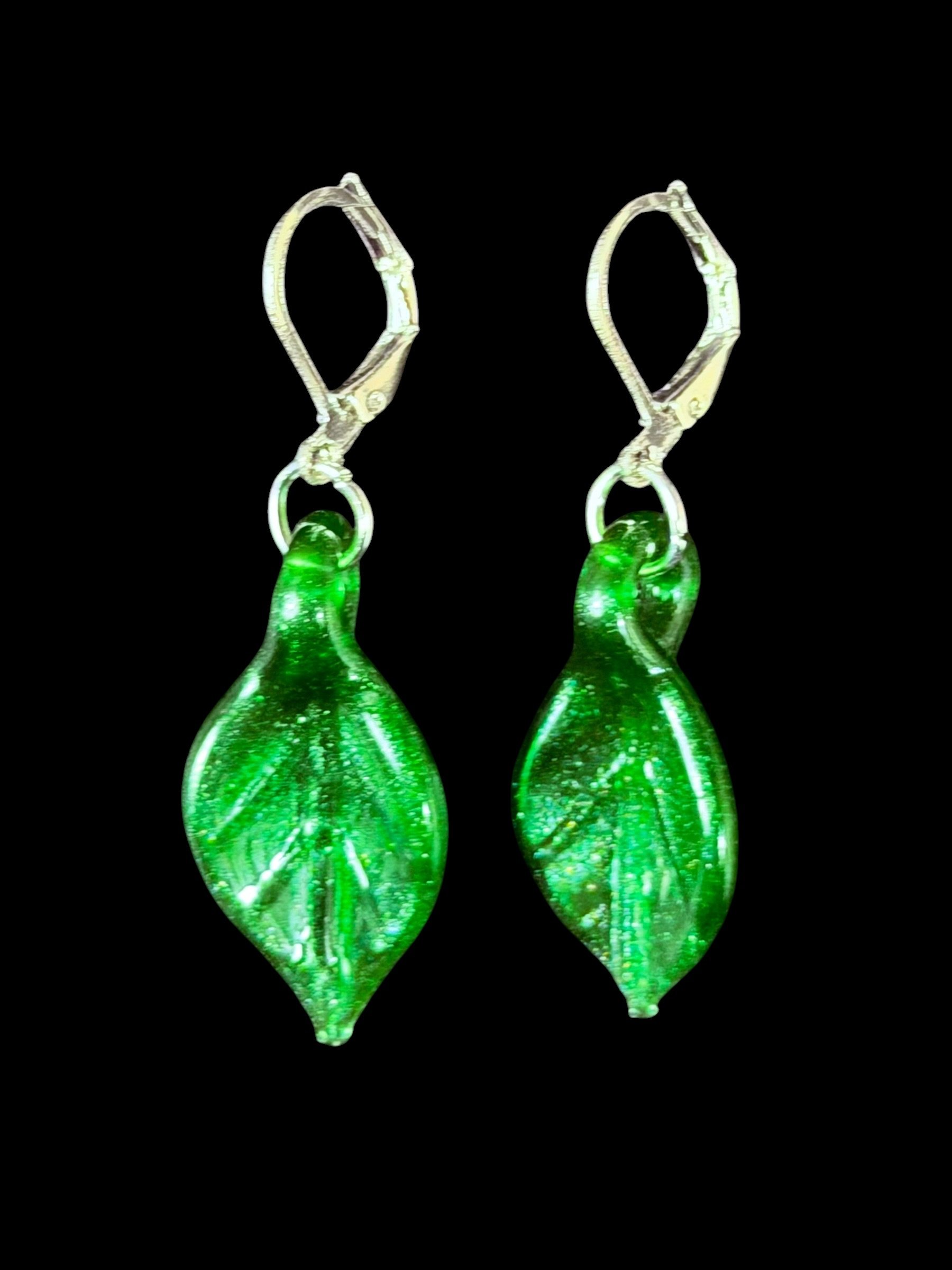 Ethereal Glass Leaf Earrings