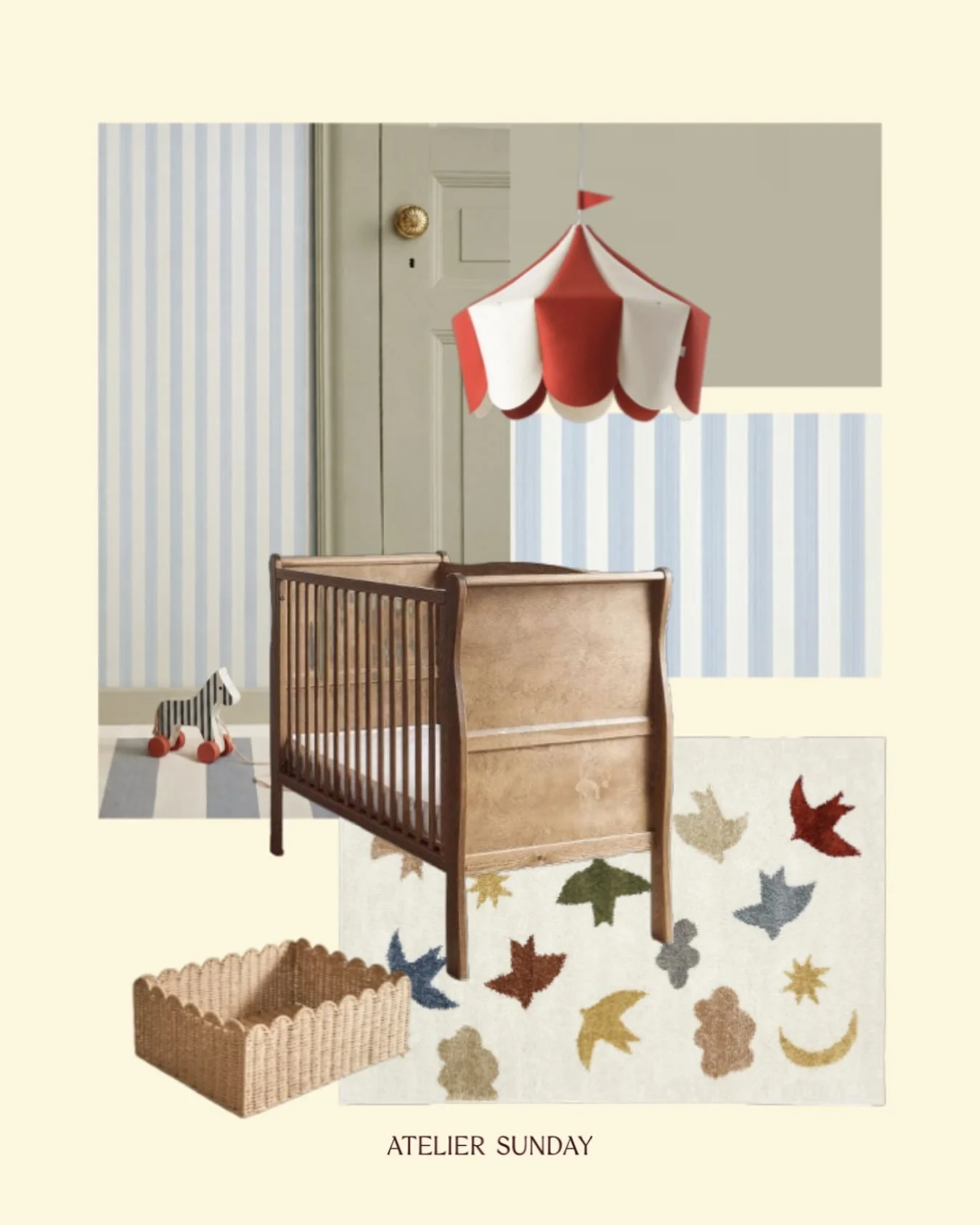 In de maak 〰️ dit is een deel van de &lsquo;modern cottage&rsquo; vertaling voor een van de kinderkamers van project Baarn.

Het project is volop in uitvoering en het Closet Stripe-behang van @farrowandball heb ik net besteld 🤍