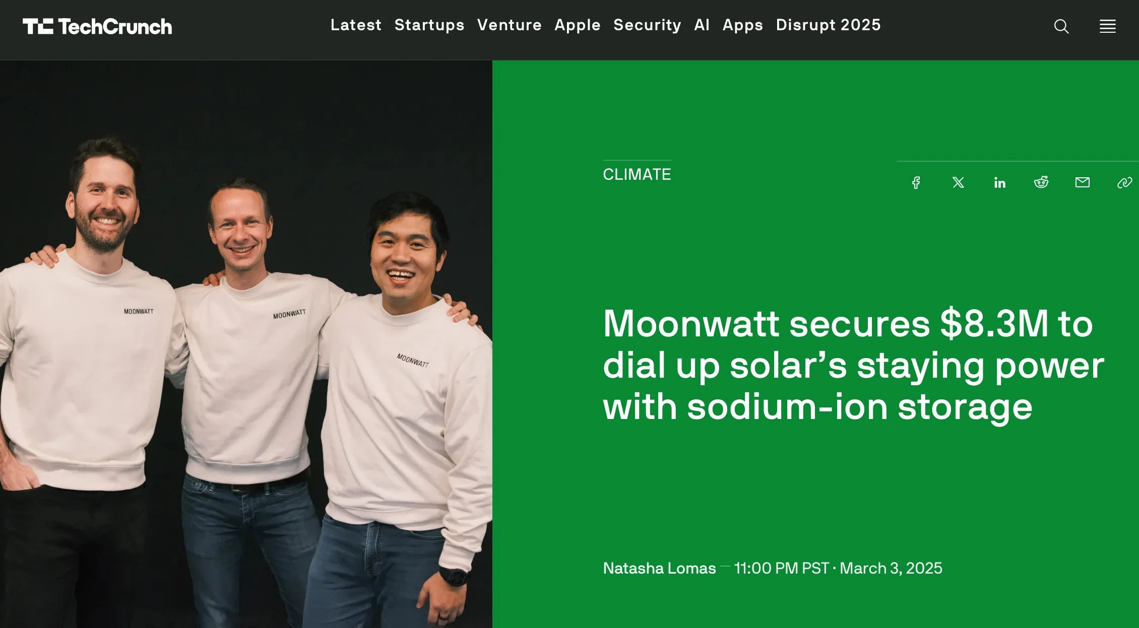 Moonwatt raises €8 million to power the sodium-ion battery revolution for 24/7 renewable energy