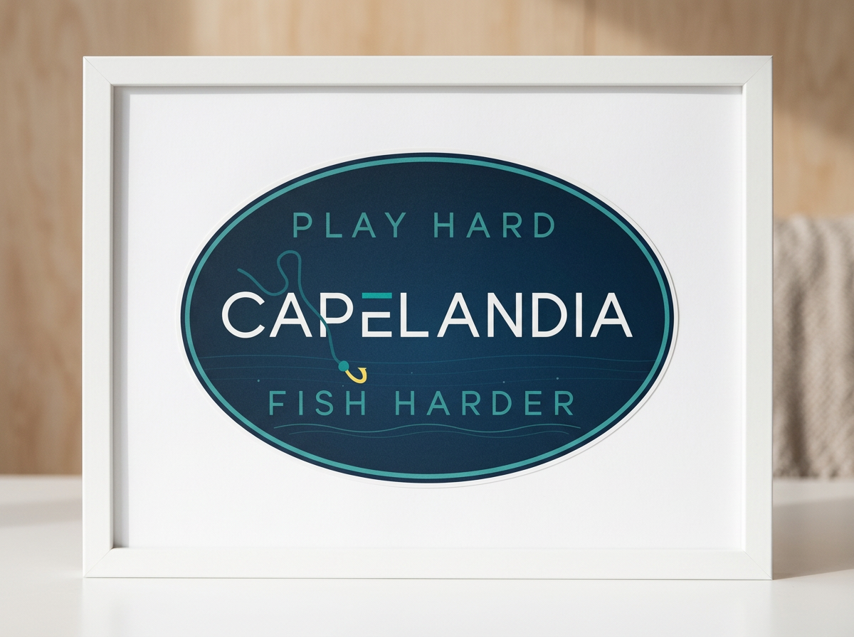 Play Hard, Fish Harder Oval Sticker