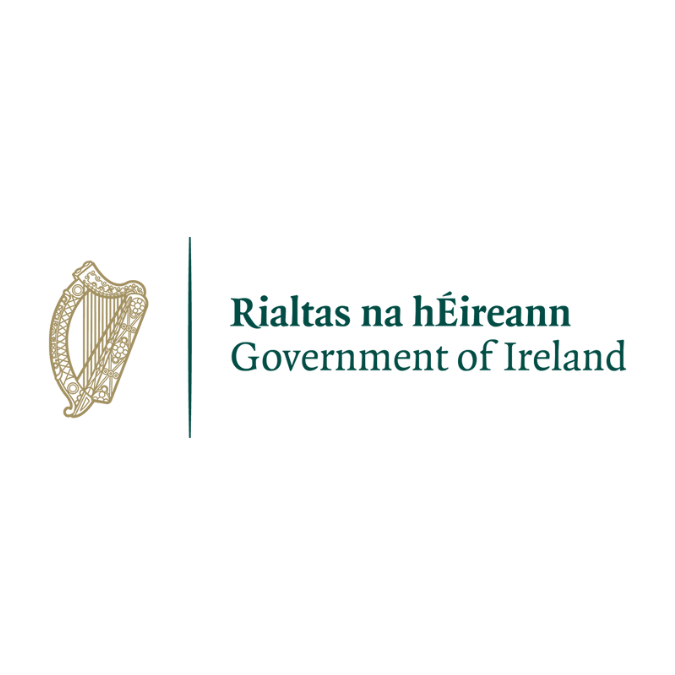 Government of Ireland logo with harp and Irish text