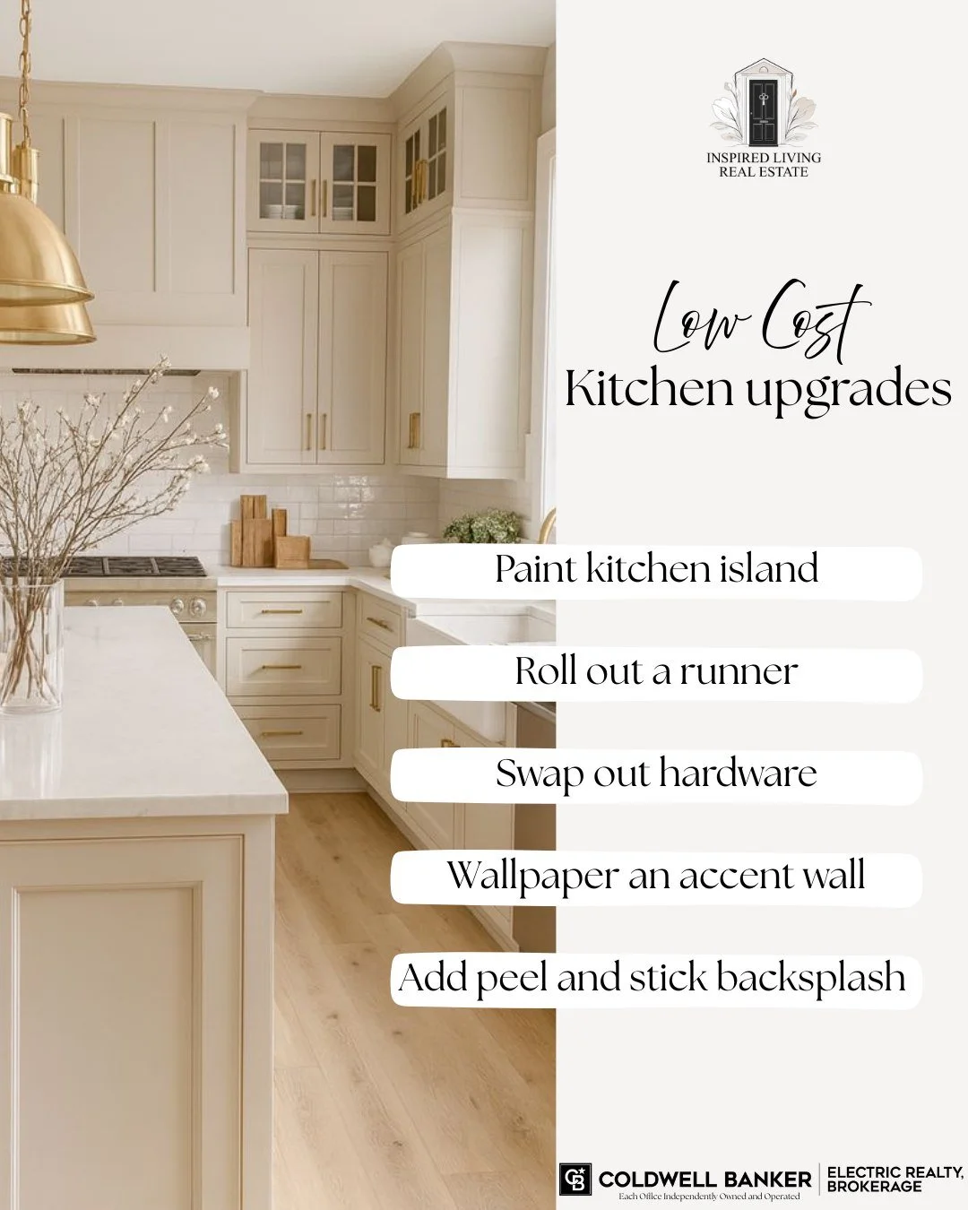 Looking to refresh your kitchen without the big renovation bill? These low-cost upgrades can make a major impact&mdash;without the major expense.

Paint the Kitchen Island 
A bold or contrasting colour adds instant drama and depth.

Roll Out a Runner