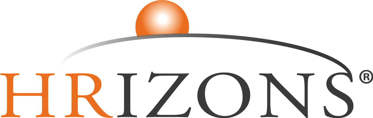 HORIZONS logo with a stylized orange sun above the letter 'H' and a curved line.