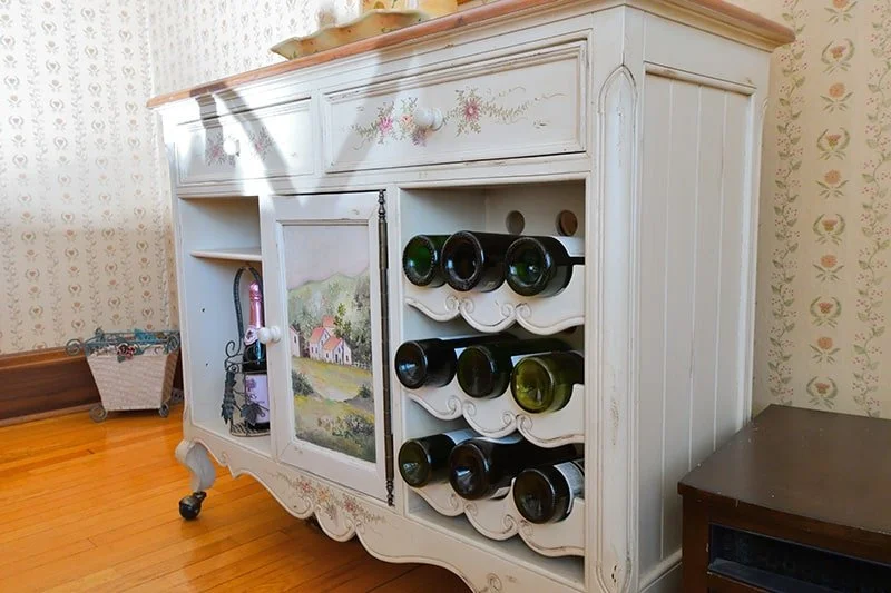 Wine storage cabinet in The Cottage home