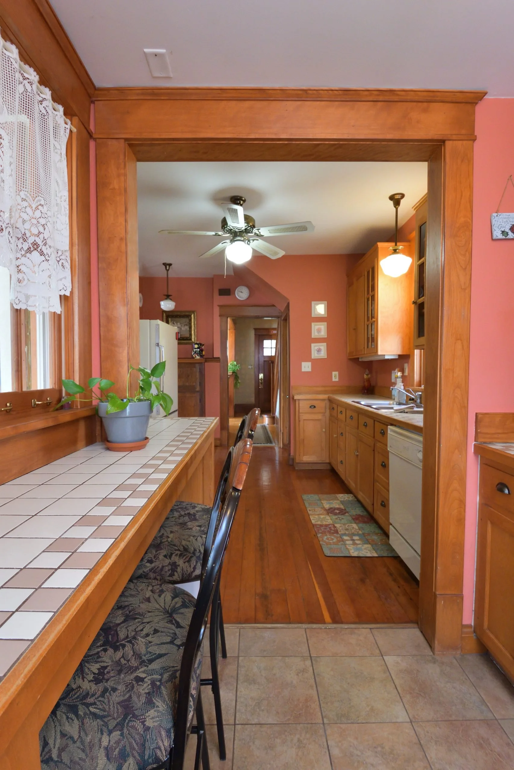 Kitchen view through doorway in The Cottage home