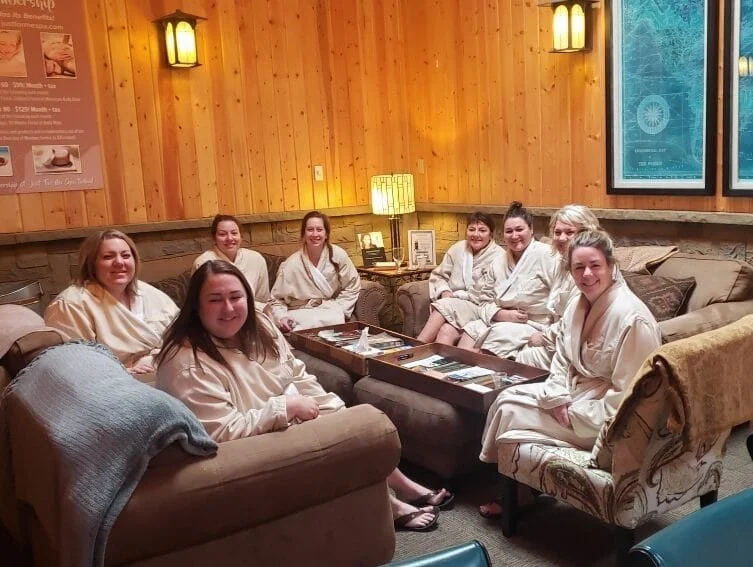 group of women at spa sitting in circle