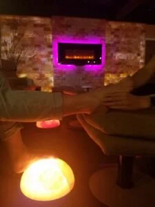 foot massage in himalayan salt cave