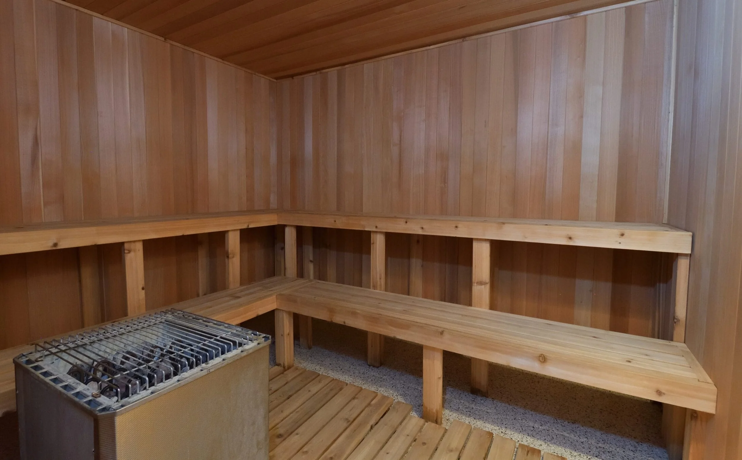 wood sauna with no people inside