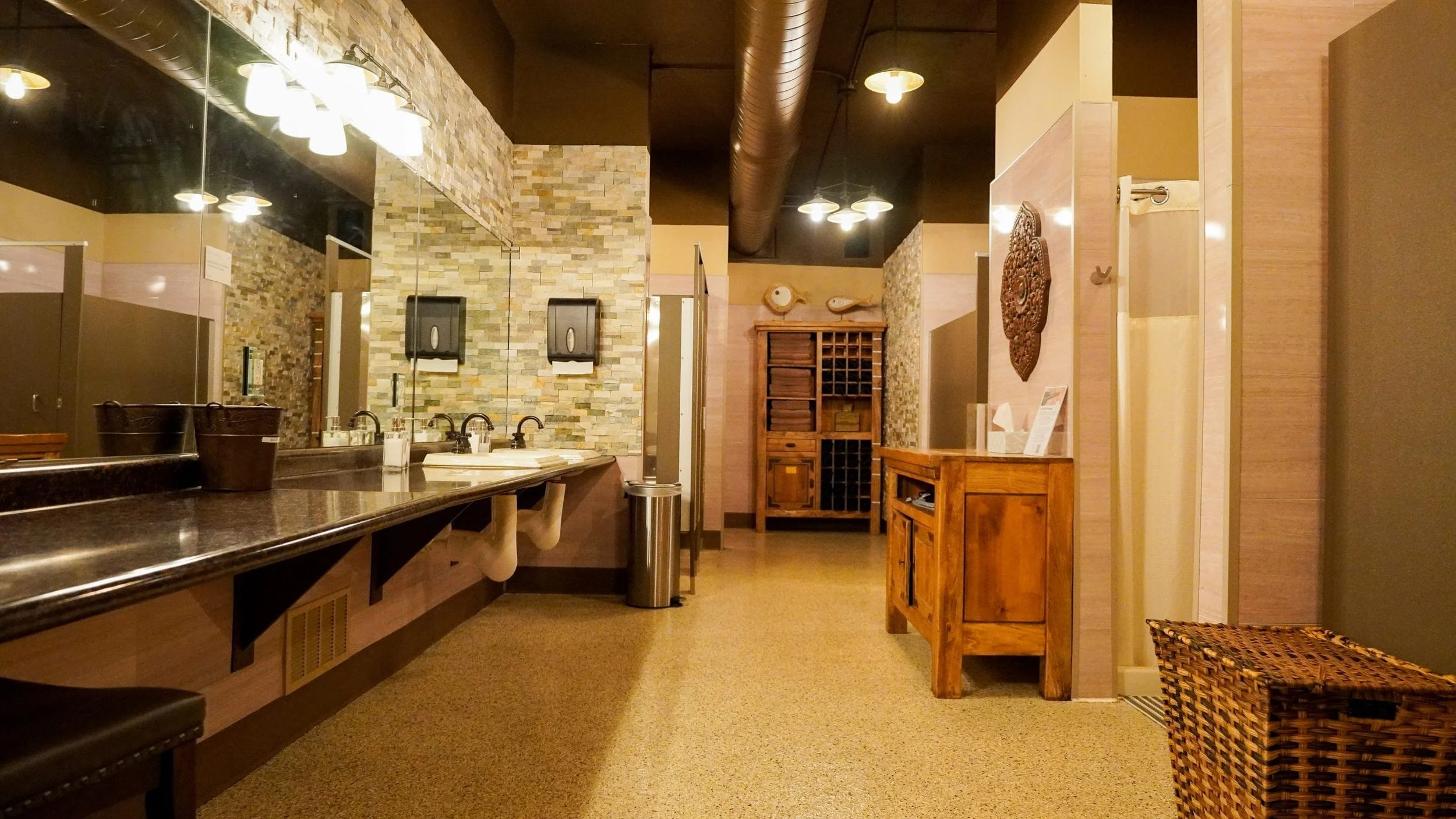 changing/shower area inside spa